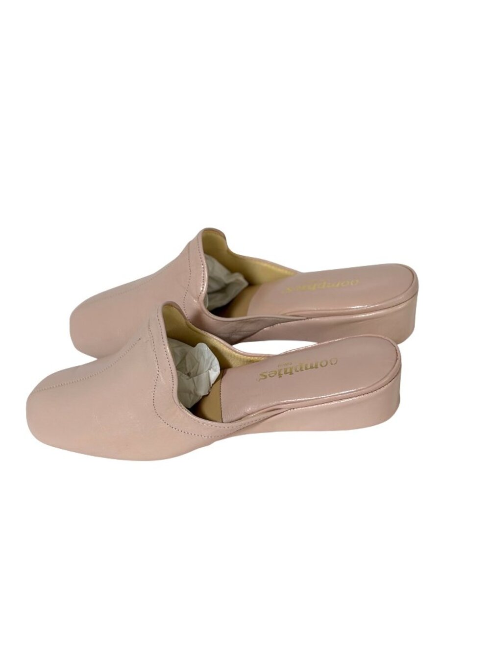 Vintage Oomphies Womens Size 10 Pink Slip On Wedge Slide Slippers Made In Spain